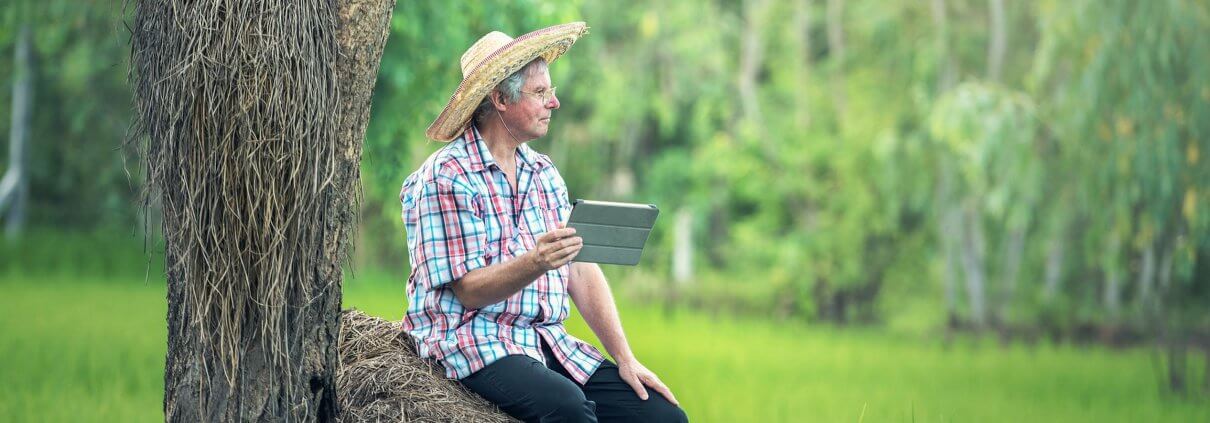 Farmer sitting